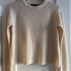 Jenni Kayne Cashmere Cream Ribbed Sweater *flaw